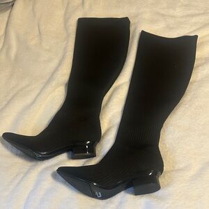 Pashion Coal black knee high knit boot